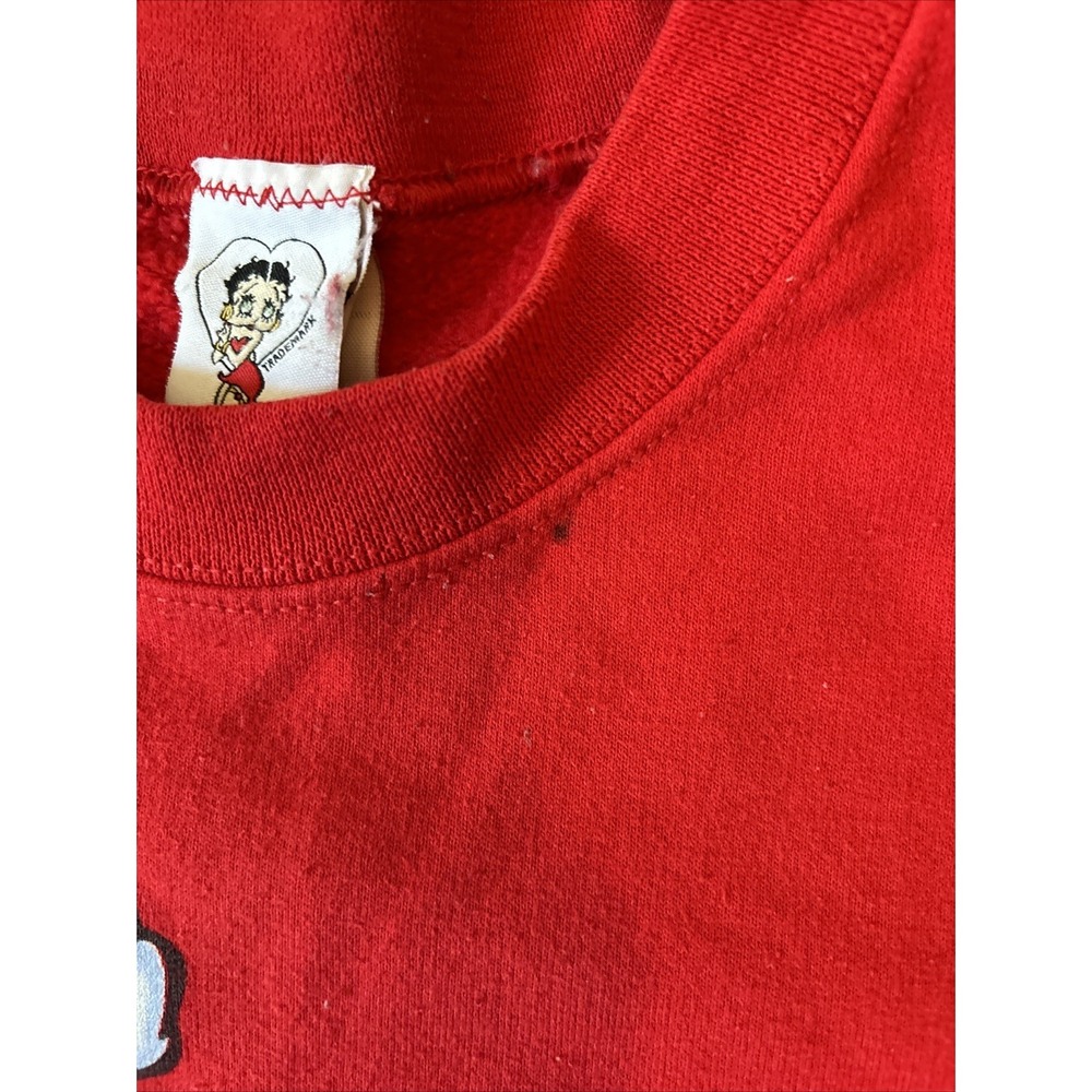Y2K Betty Boop Vintage Size XL Red Crewneck Sweatshirt Christmas Naughty Girls - Picture 3 of 13